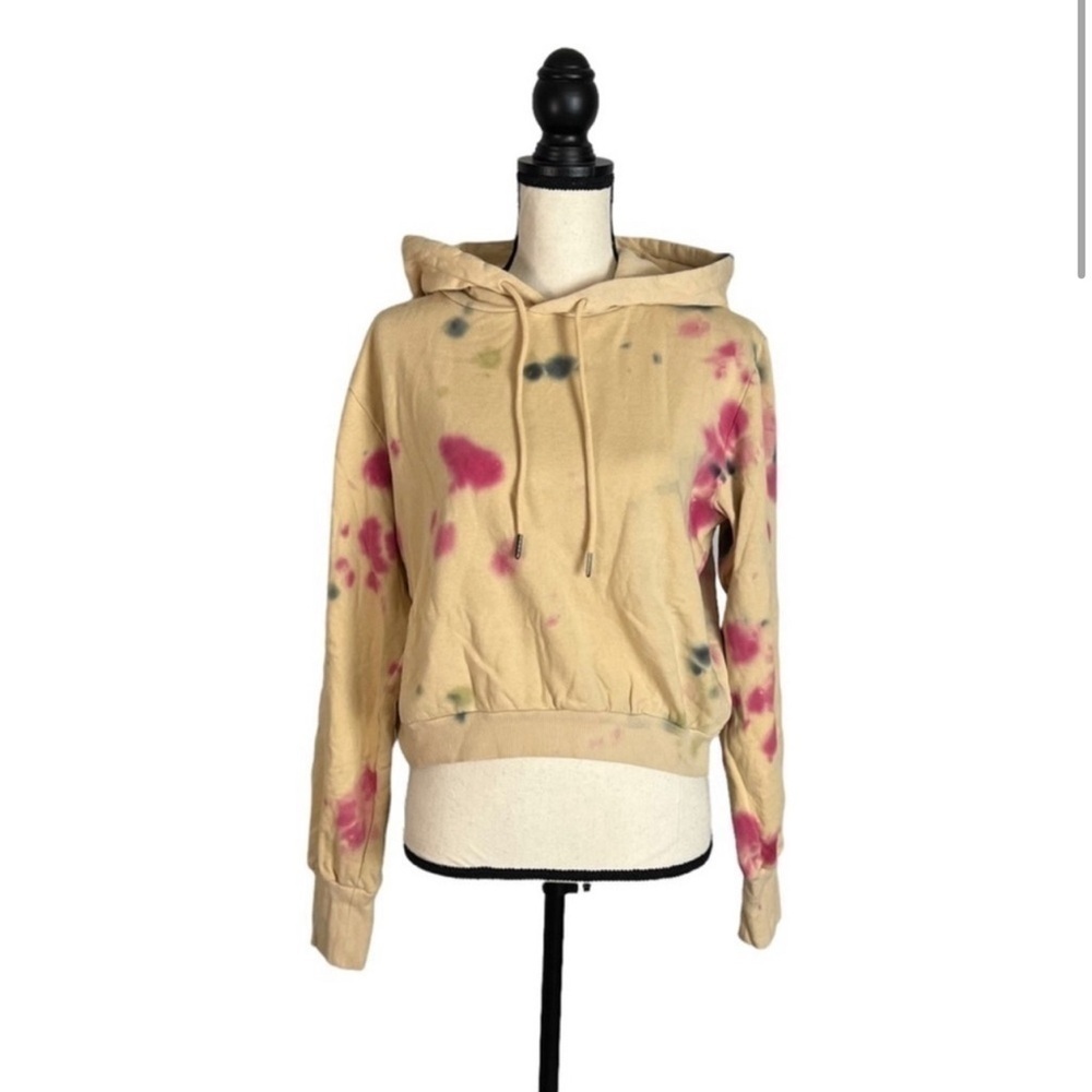 AFRM Womens Hooded Sweatshirt Sand Crumble Tie Dye Hoodie lounge tan pink Small